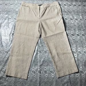 Lafayette 148 Brown Pinstripe Crop Pants Size 14